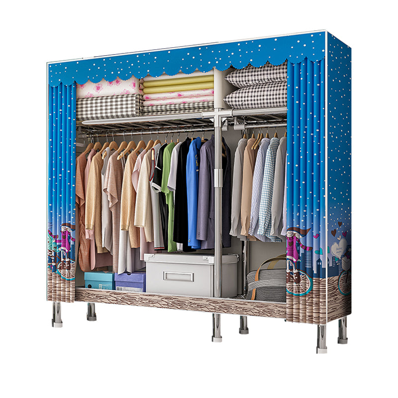 Contemporary Wardrobe Armoire with Shelves Steel Wardrobe Closet for Bedroom