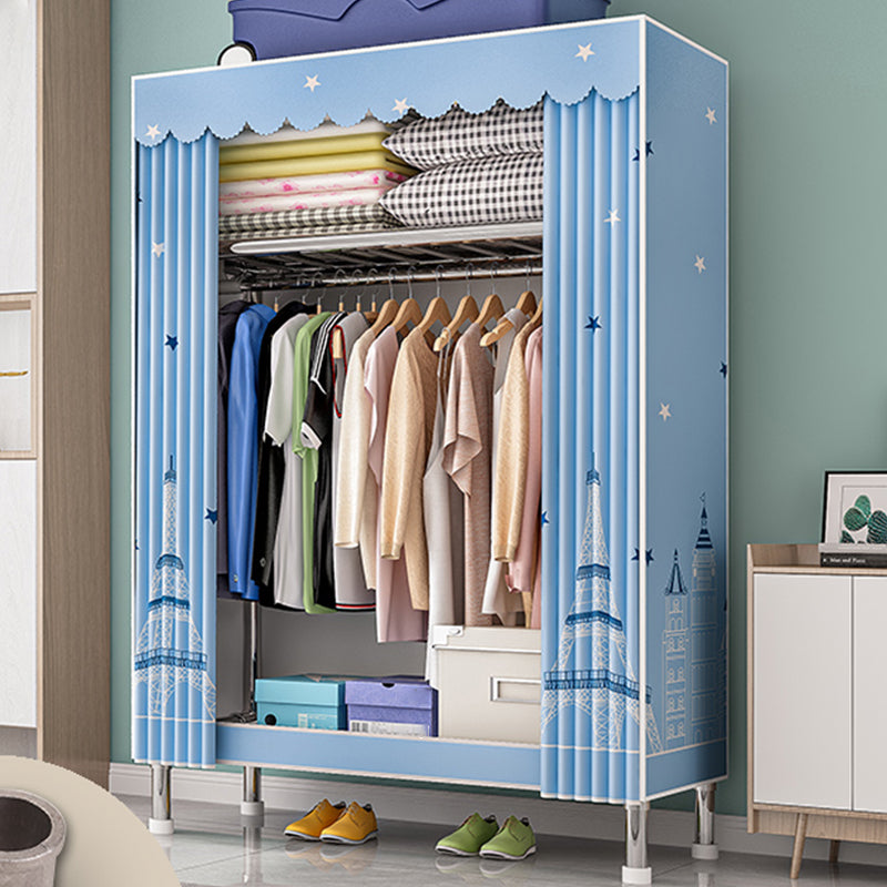 Contemporary Wardrobe Armoire with Shelves Steel Wardrobe Closet for Bedroom