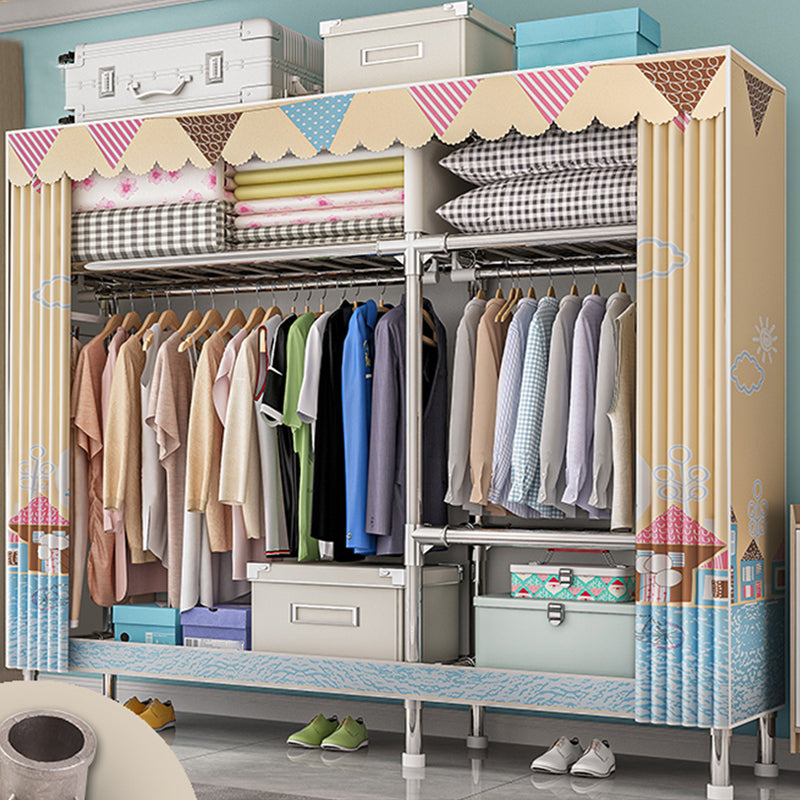 Contemporary Wardrobe Armoire with Shelves Steel Wardrobe Closet for Bedroom