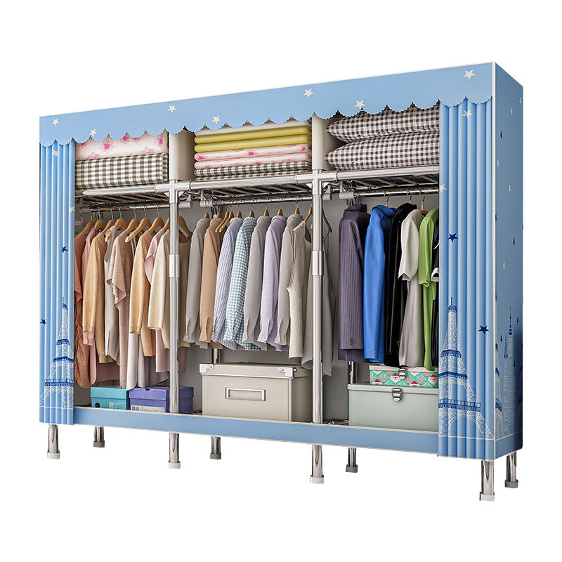 Contemporary Wardrobe Armoire with Shelves Steel Wardrobe Closet for Bedroom