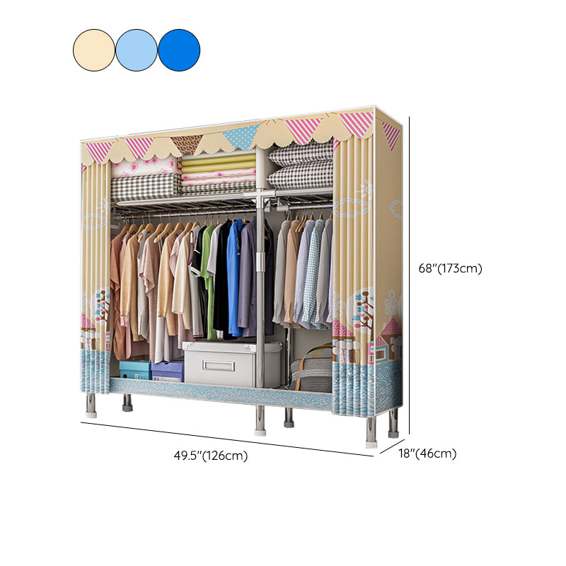 Contemporary Wardrobe Armoire with Shelves Steel Wardrobe Closet for Bedroom