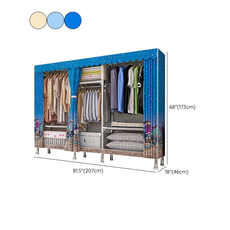 Contemporary Wardrobe Armoire with Shelves Steel Wardrobe Closet for Bedroom