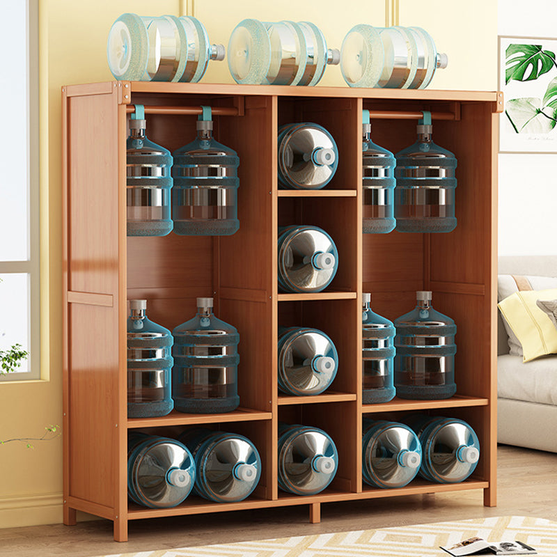 Modern Solid Wood Wardrobe for Home Brown Cabinet with Shelves