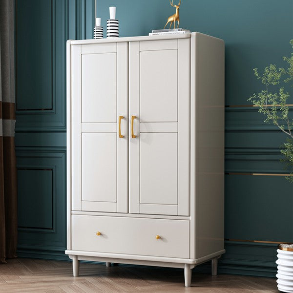 Traditional Rubberwood Wardrobe with Drawer Matte Finish Cabinet for Home