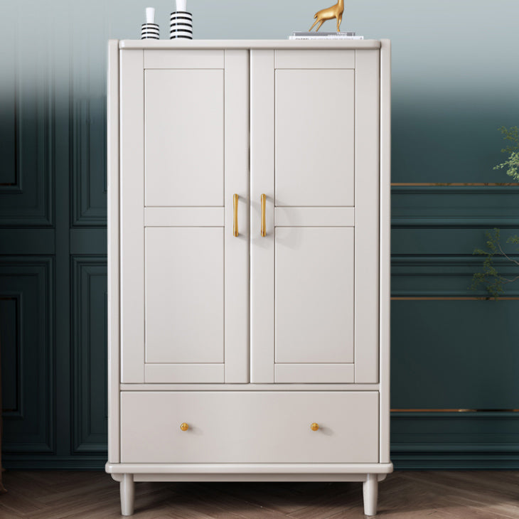 Traditional Rubberwood Wardrobe with Drawer Matte Finish Cabinet for Home