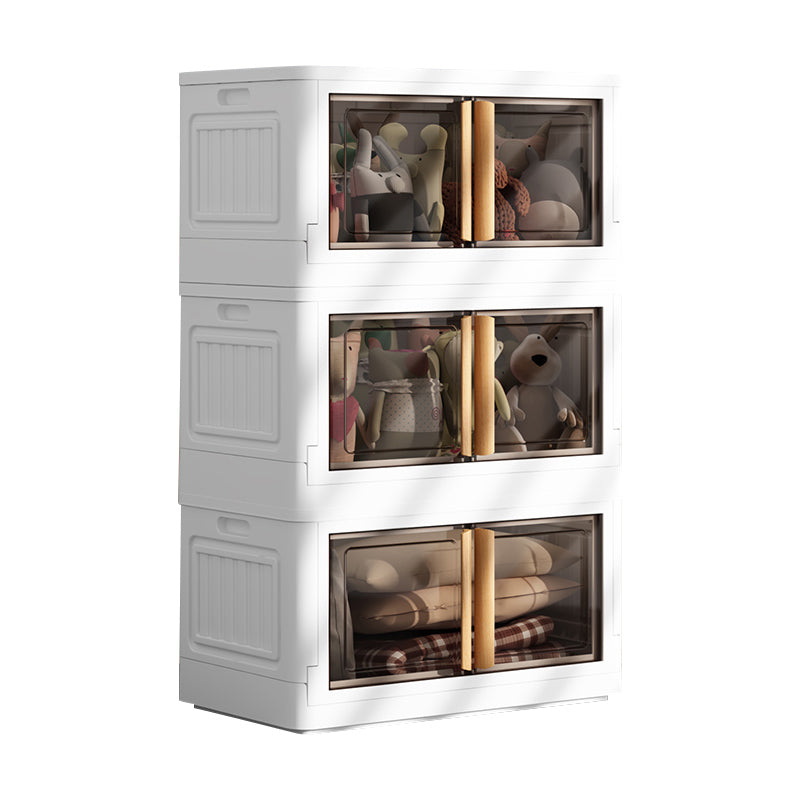 Contemporary Non-Hanging Armoire Plastic Freestanding Wardrobe Closet with Door