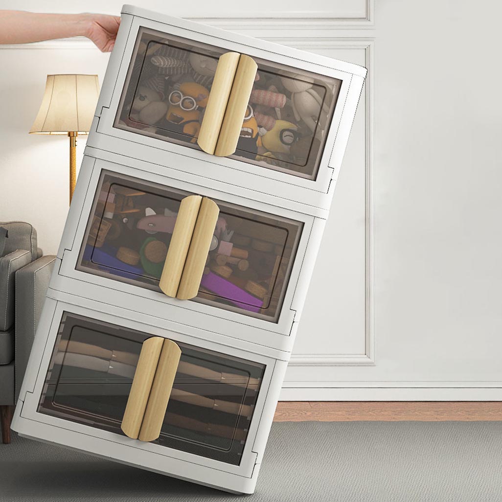 Contemporary Non-Hanging Armoire Plastic Freestanding Wardrobe Closet with Door