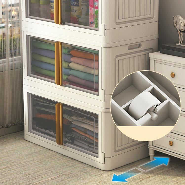 Contemporary Non-Hanging Armoire Plastic Freestanding Wardrobe Closet with Door