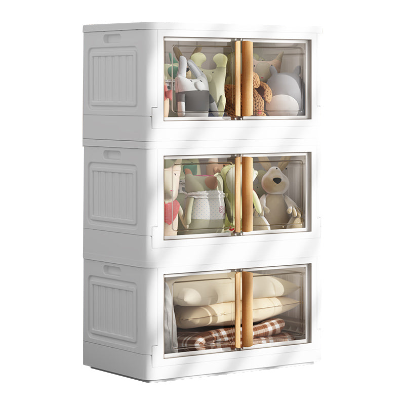 Contemporary Non-Hanging Armoire Plastic Freestanding Wardrobe Closet with Door