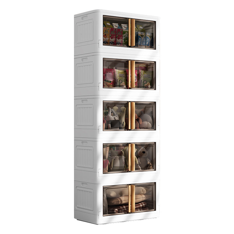 Contemporary Non-Hanging Armoire Plastic Freestanding Wardrobe Closet with Door