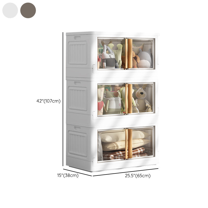 Contemporary Non-Hanging Armoire Plastic Freestanding Wardrobe Closet with Door