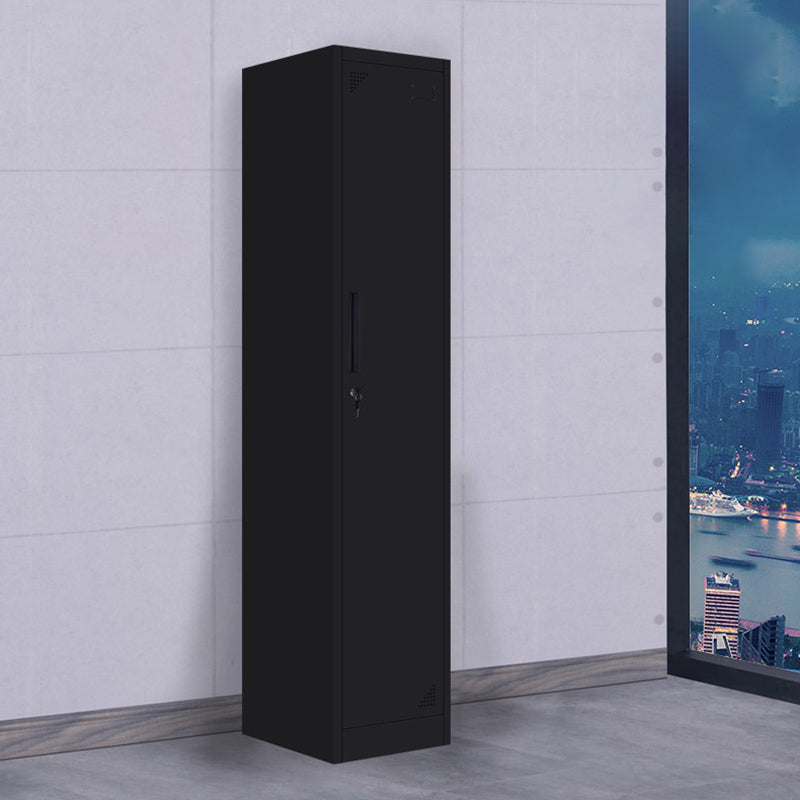 Black Steel Wardrobe with Hinged Door Industrial Storage Cabinet for Bathroom