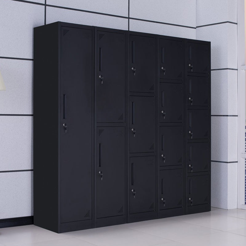 Black Steel Wardrobe with Hinged Door Industrial Storage Cabinet for Bathroom