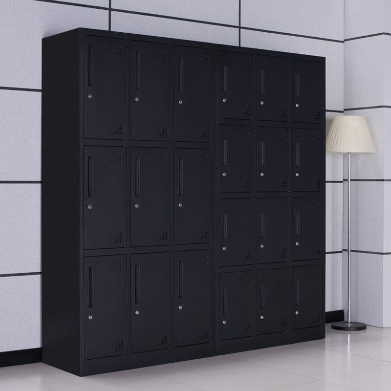 Black Steel Wardrobe with Hinged Door Industrial Storage Cabinet for Bathroom