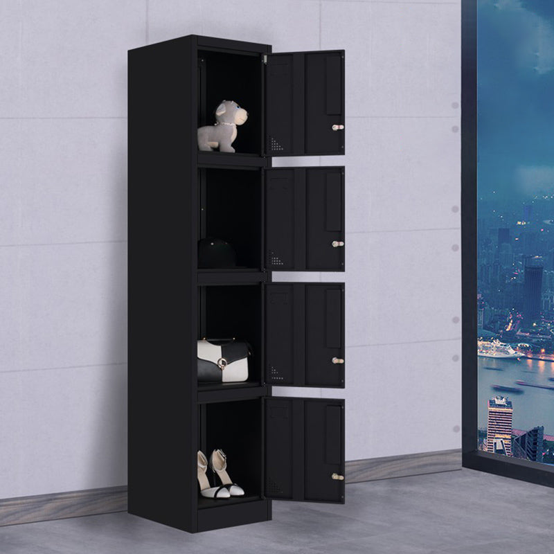 Black Steel Wardrobe with Hinged Door Industrial Storage Cabinet for Bathroom