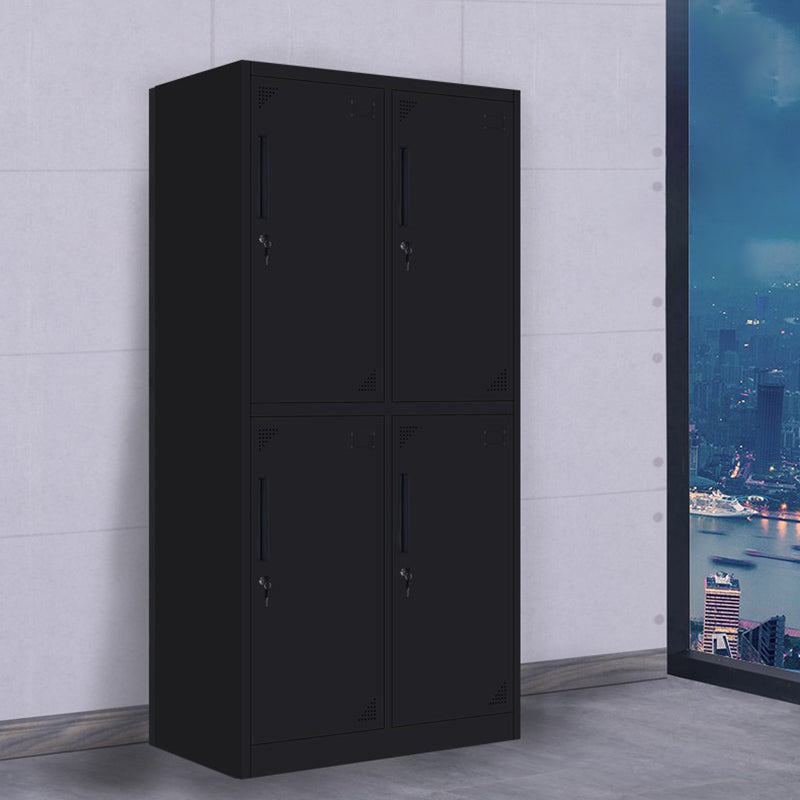 Black Steel Wardrobe with Hinged Door Industrial Storage Cabinet for Bathroom