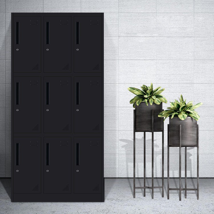 Black Steel Wardrobe with Hinged Door Industrial Storage Cabinet for Bathroom