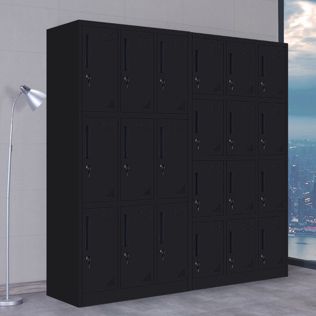Black Steel Wardrobe with Hinged Door Industrial Storage Cabinet for Bathroom