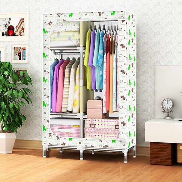 Contemporary Style Home Wardrobe Steel Wardrobe Closet with Shelves