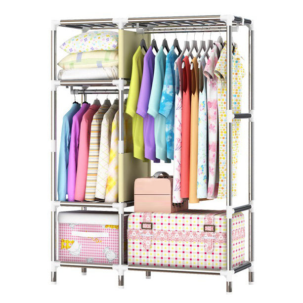 Contemporary Style Home Wardrobe Steel Wardrobe Closet with Shelves