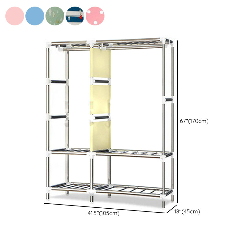 Contemporary Style Home Wardrobe Steel Wardrobe Closet with Shelves