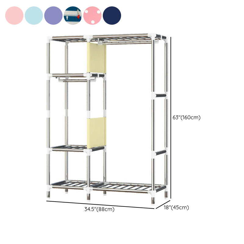 Contemporary Style Home Wardrobe Steel Wardrobe Closet with Shelves
