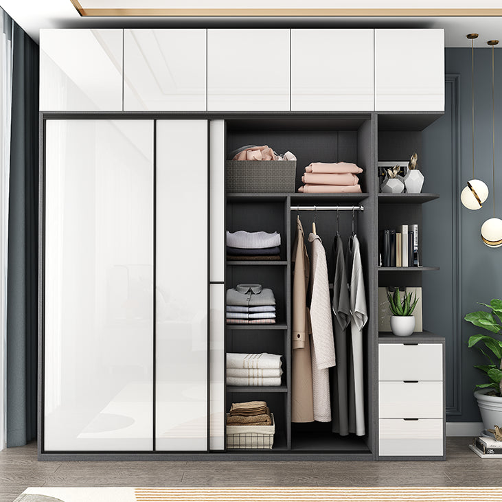 Modern Wooden Wardrobe White Bedroom Wardrobe Closet with 2 Doors