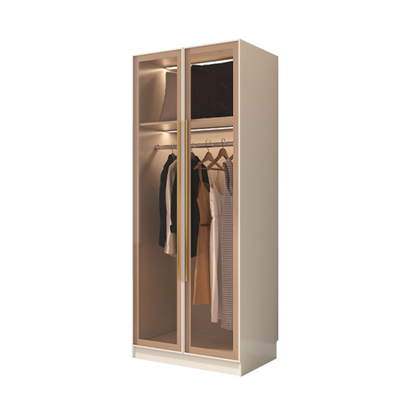 Engineered Wood Armoire with Glass Doors Modern Cabinet for Bedroom