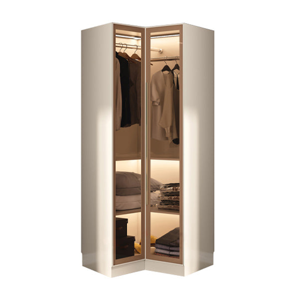 Engineered Wood Armoire with Glass Doors Modern Cabinet for Bedroom
