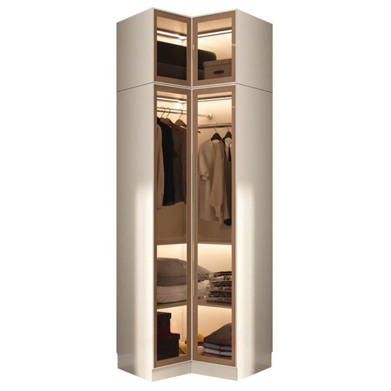 Engineered Wood Armoire with Glass Doors Modern Cabinet for Bedroom