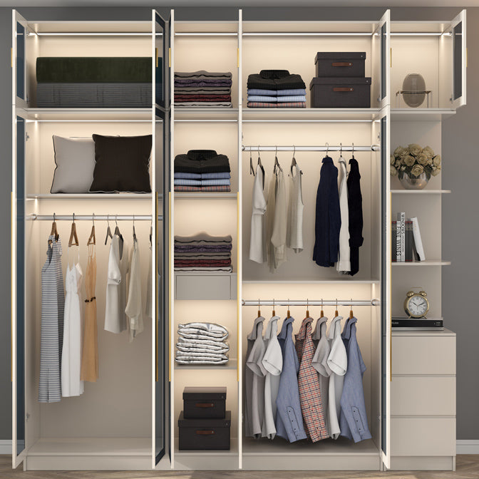 Engineered Wood Armoire with Glass Doors Modern Cabinet for Bedroom