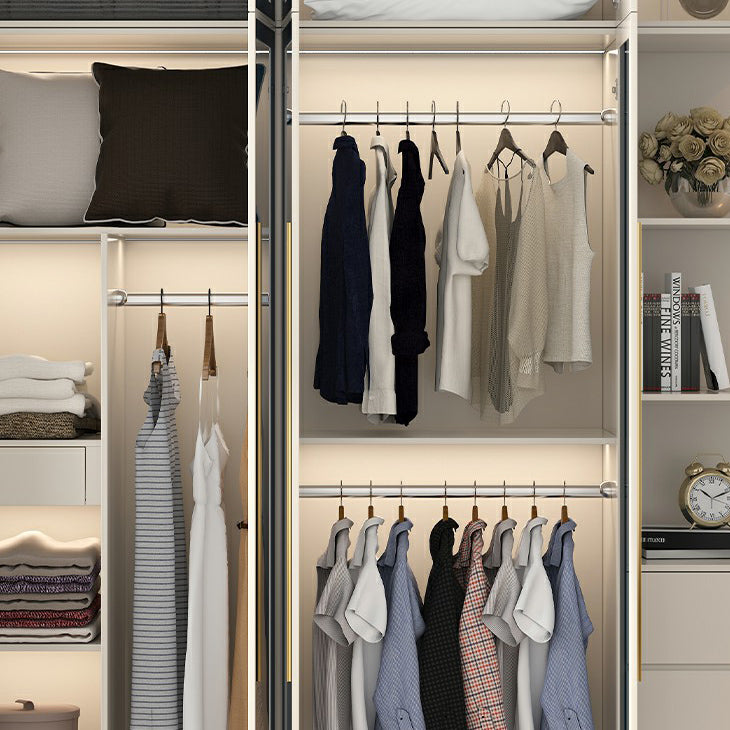 Engineered Wood Armoire with Glass Doors Modern Cabinet for Bedroom