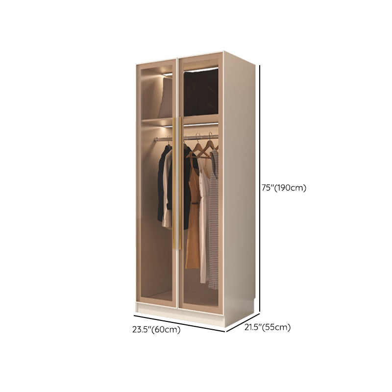 Engineered Wood Armoire with Glass Doors Modern Cabinet for Bedroom