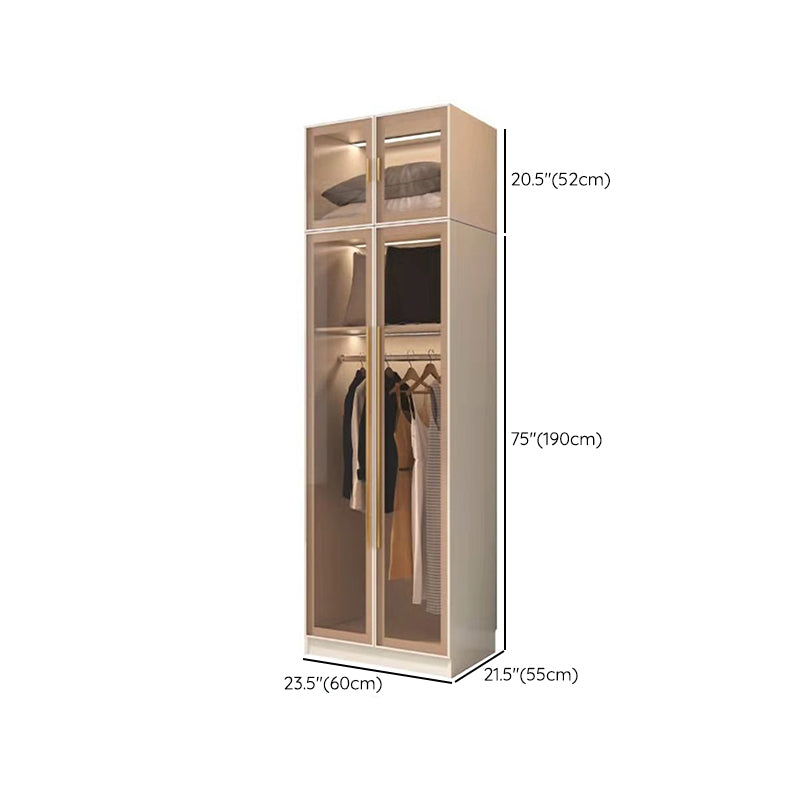 Engineered Wood Armoire with Glass Doors Modern Cabinet for Bedroom
