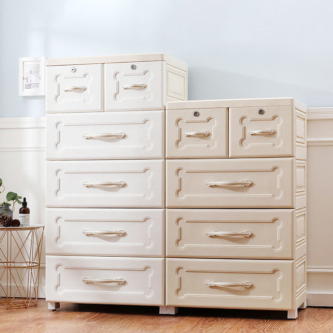 Contemporary Storage Cabinet with Legs Plastic Non-Hanging Armoire
