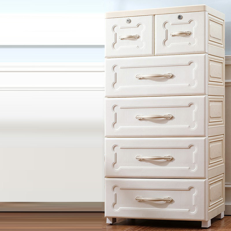 Contemporary Storage Cabinet with Legs Plastic Non-Hanging Armoire