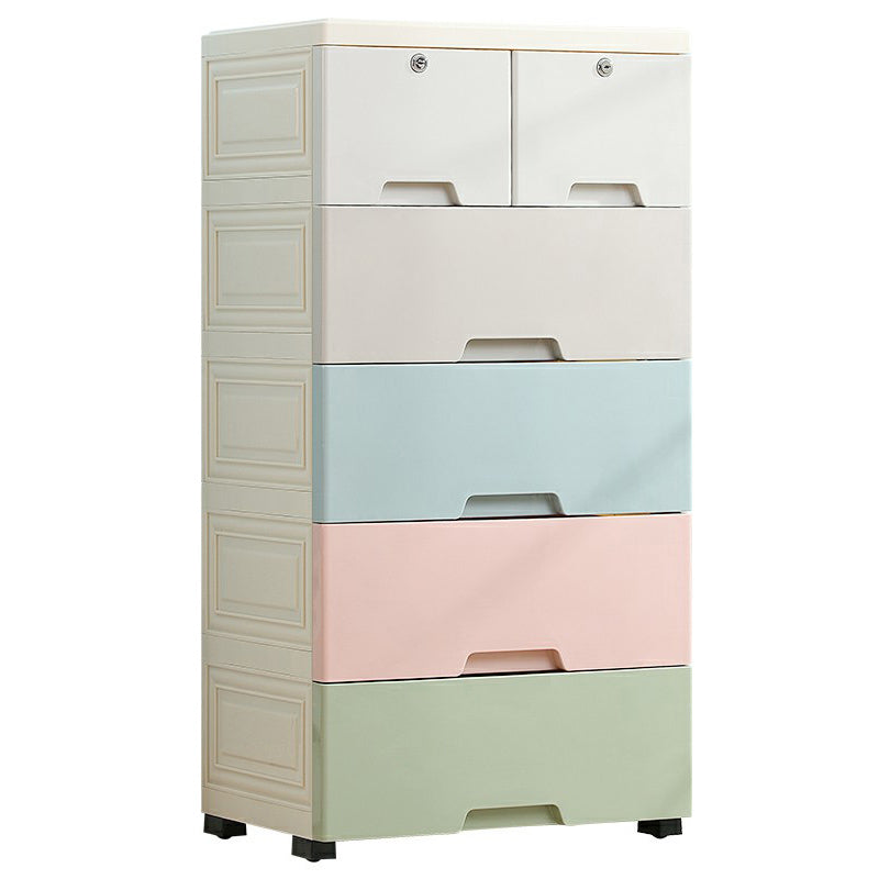 Contemporary Storage Cabinet with Legs Plastic Non-Hanging Armoire