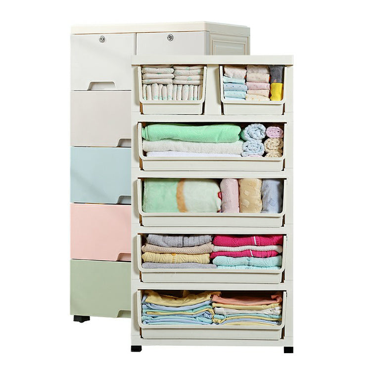 Contemporary Storage Cabinet with Legs Plastic Non-Hanging Armoire