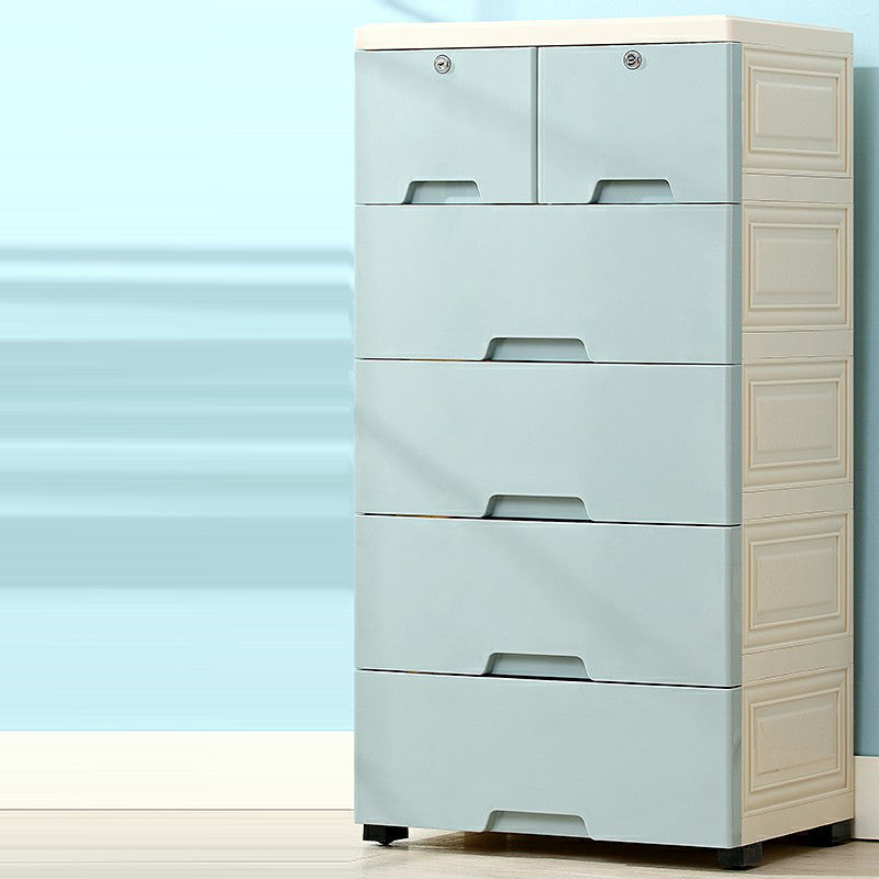 Contemporary Storage Cabinet with Legs Plastic Non-Hanging Armoire