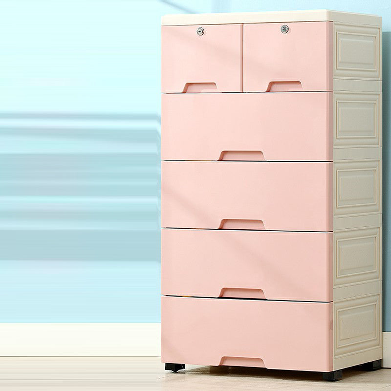 Contemporary Storage Cabinet with Legs Plastic Non-Hanging Armoire