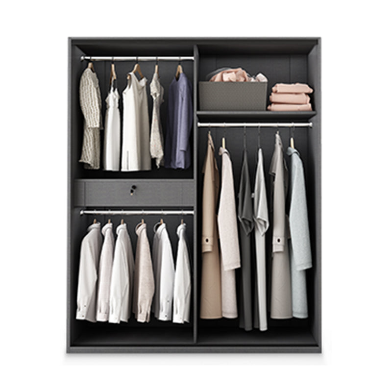 Modern Style Glass Wardrobe 1-Drawer Bedroom Wardrobe Closet