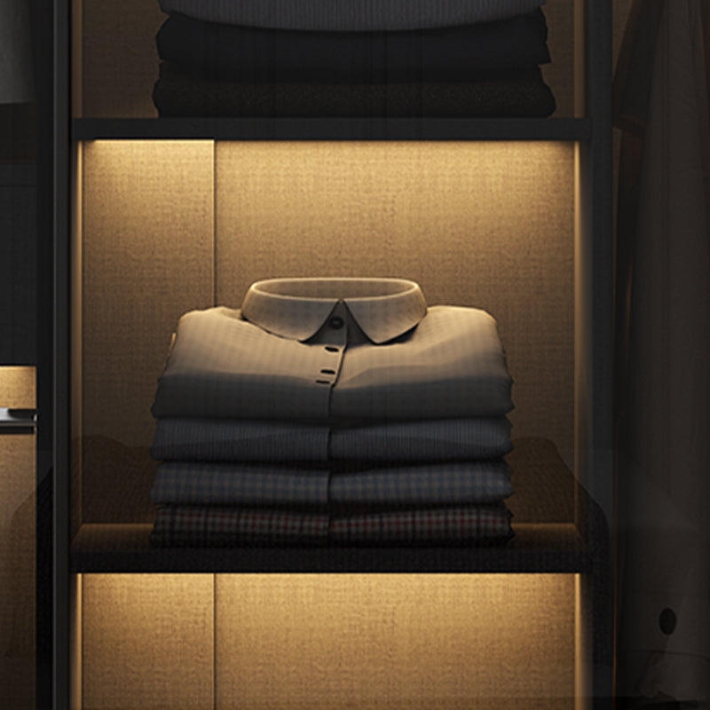 Modern Style Glass Wardrobe 1-Drawer Bedroom Wardrobe Closet