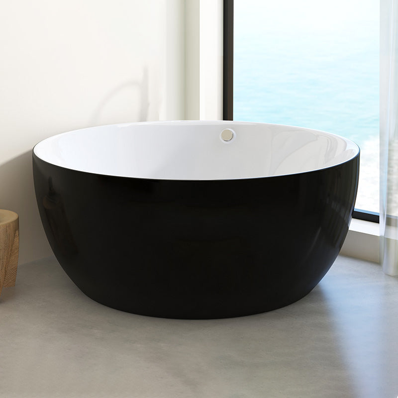 Modern Round Acrylic Bathtub Center Drain and Overflow Trim Tub