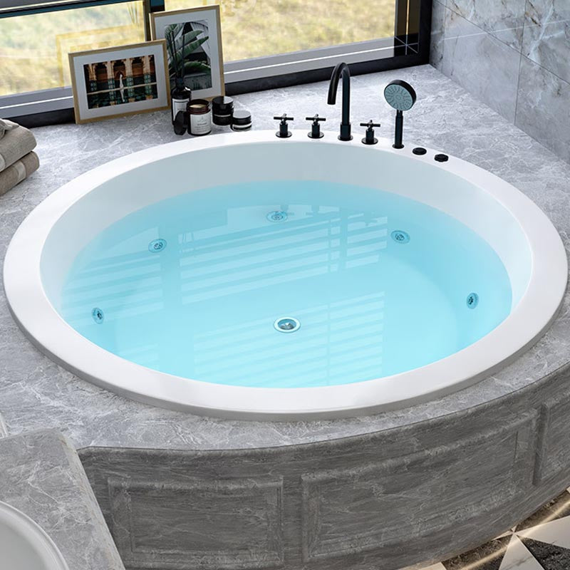 Modern Round Drop-in Bath Tub Acrylic Soaking Bathtub in White
