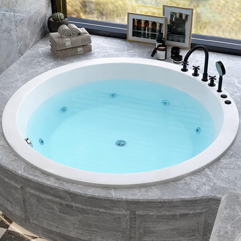 Modern Round Drop-in Bath Tub Acrylic Soaking Bathtub in White