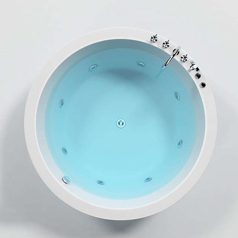 Modern Round Drop-in Bath Tub Acrylic Soaking Bathtub in White