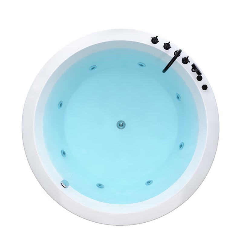 Modern Round Drop-in Bath Tub Acrylic Soaking Bathtub in White