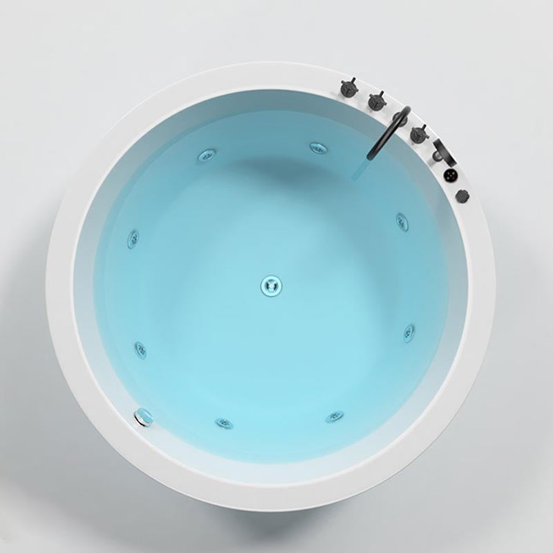 Modern Round Drop-in Bath Tub Acrylic Soaking Bathtub in White