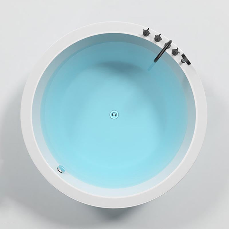 Modern Round Drop-in Bath Tub Acrylic Soaking Bathtub in White