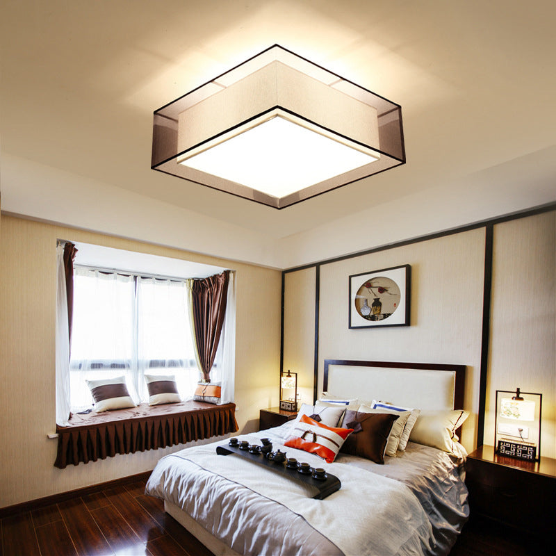 Minimalist Drum Flush Mount Lighting with Fabric 1 Light Flush Ceiling Lights